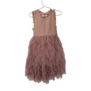 AiniBabe Girls Embroidered‎ Layered Tulle Tutu Dress Sleeveless Pink Size 110